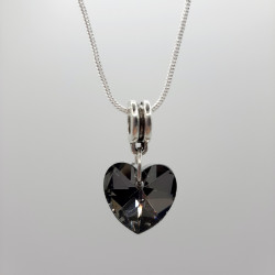 Collier "I Love You" - Cœur Gris Perle