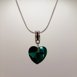 Collier "I Love You" - Cœur Vert Émeraude